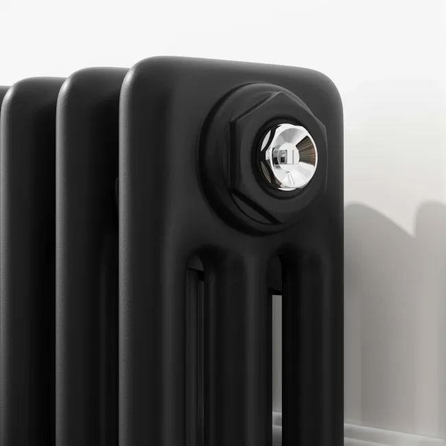 Athens Matt Black Triple Column Horizontal Traditional Radiator 600x785mm