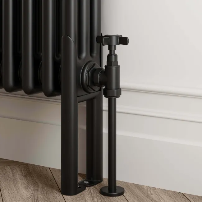 Athens Matt Black Triple Column Horizontal Traditional Radiator 300x1190mm