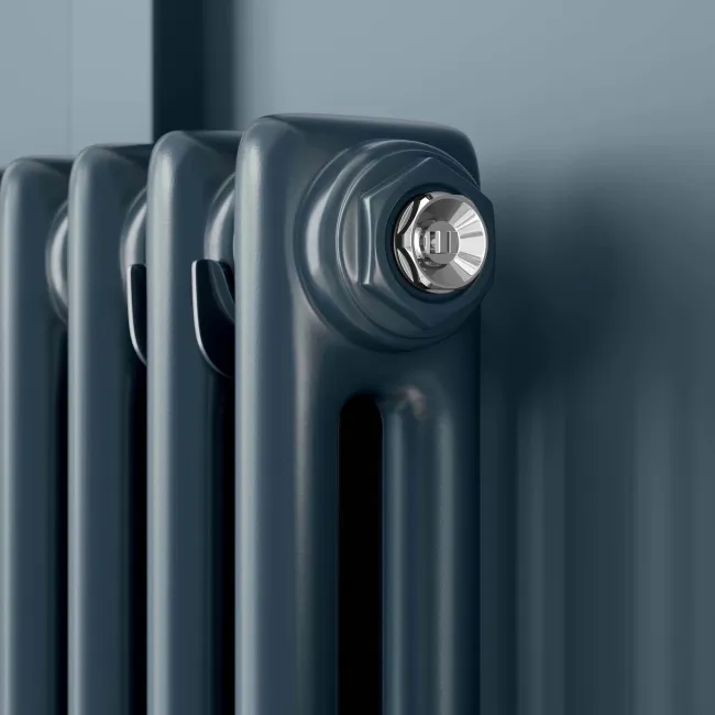 Athens Inky Blue Double Column Horizontal Traditional Radiator 600x1190mm