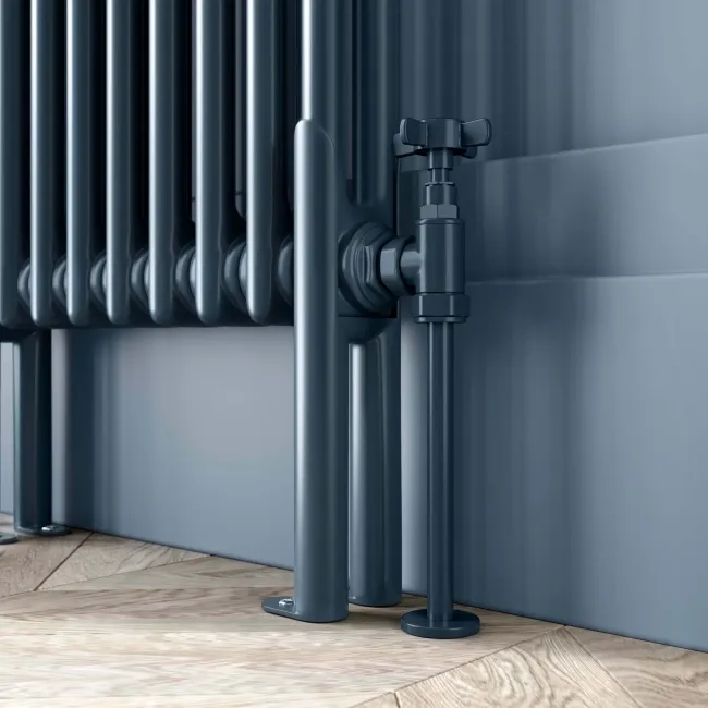 Athens Inky Blue Double Column Horizontal Traditional Radiator 600x1190mm