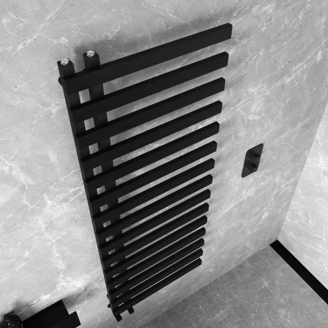 Palermo Matt Black Designer Heated Towel Rail 1600x600mm