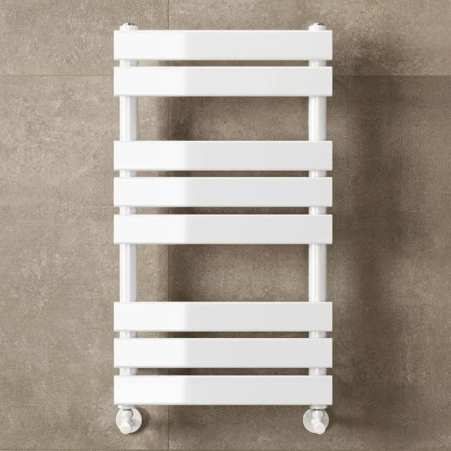 Santorini White Flat Panel Heated Towel Rail 800x450mm