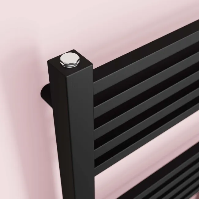 Valetta Matt Black Square Heated Towel Rail 1600x450mm