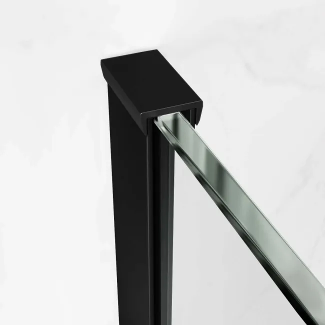 Vienna Matt Black Easy Clean 8mm Hinged Shower Door 900mm