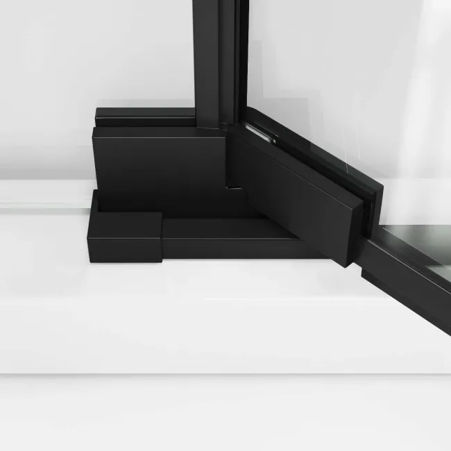 Vienna Matt Black Easy Clean 8mm Hinged Shower Door 900mm