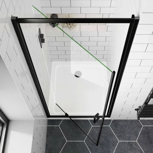 London Matt Black 6mm Pivot Shower Door 700mm