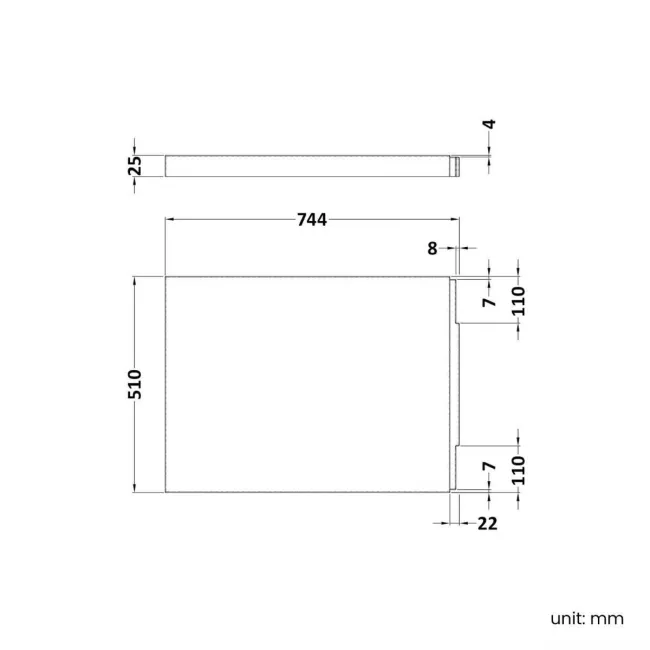 750 Super Strength Reinforced Acrylic Straight Bath End Panel
