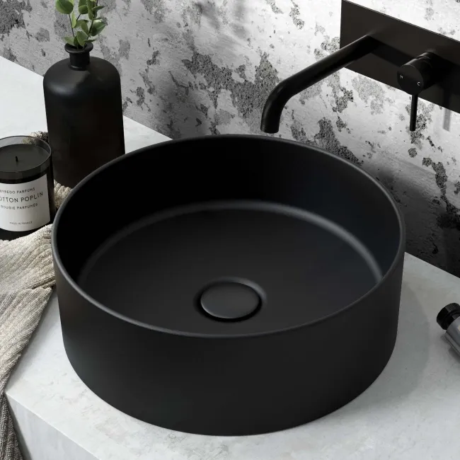 Louisiana Matt Black Round Counter Top Basin 355mm