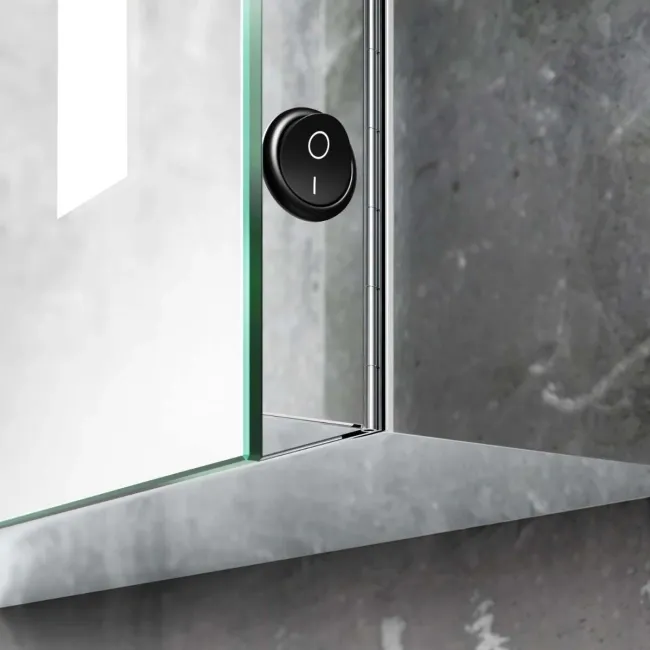 Emielia Battery Operated Illuminated LED Mirror Cabinet 600x600mm