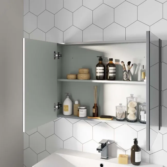 Stone Grey Mirror Cabinet 800mm