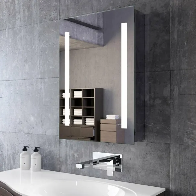 Emielia Battery Operated Illuminated LED Mirror Cabinet 700x500mm