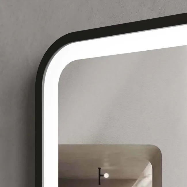 Olivia Battery Operated Black Framed Illuminated LED Mirror 600x400mm