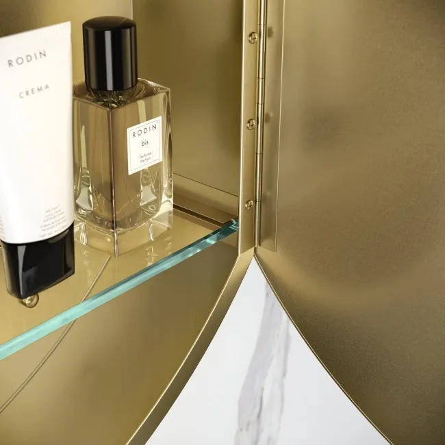 Mollie Matt Brass Round Mirror Cabinet 600mm