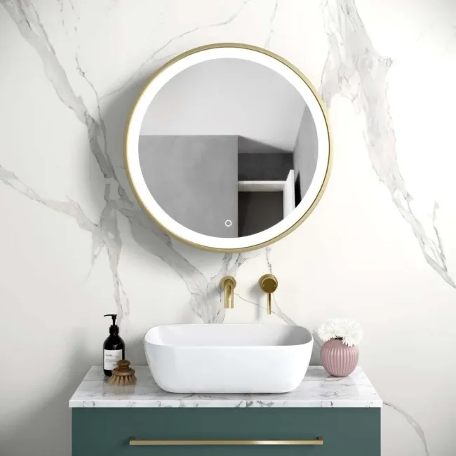 Mollie Matt Brass Round Illuminated LED Mirror Cabinet 600mm