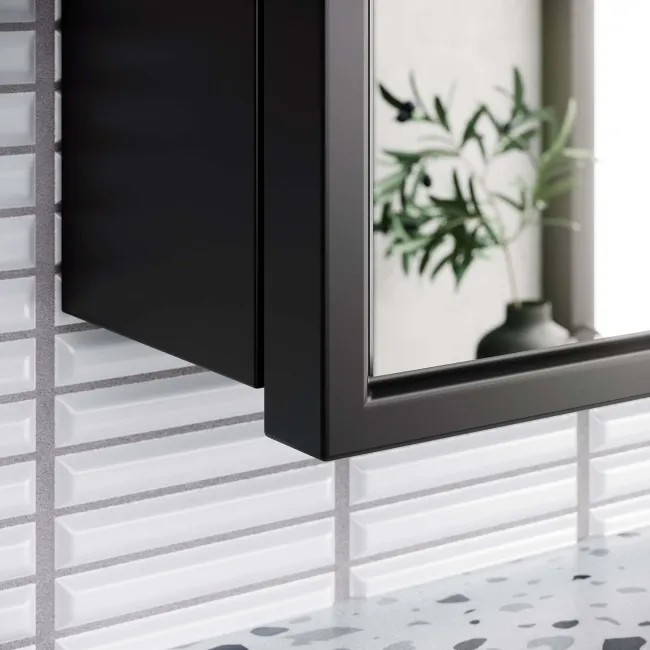 Mia Black Framed Mirror Cabinet 710x600mm