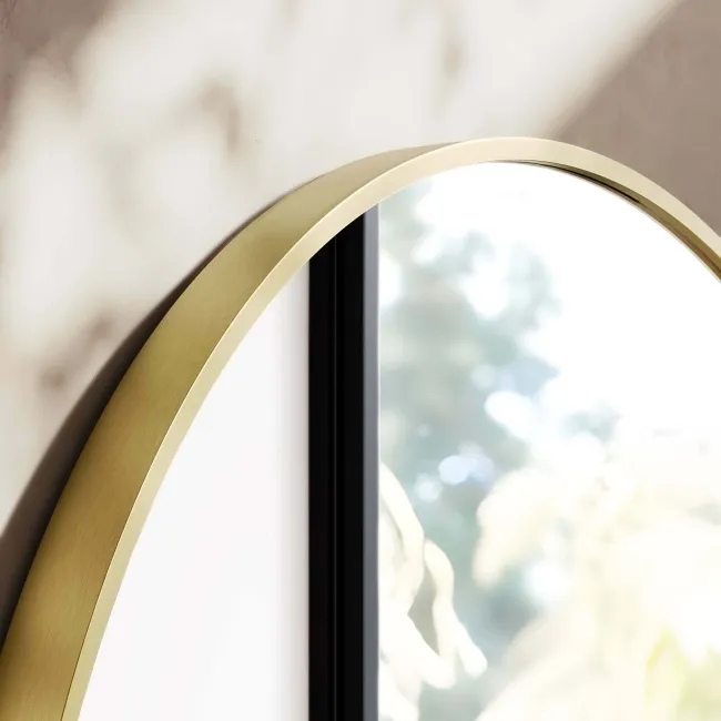 Essence Brushed Brass Round Bathroom Mirror 500mm