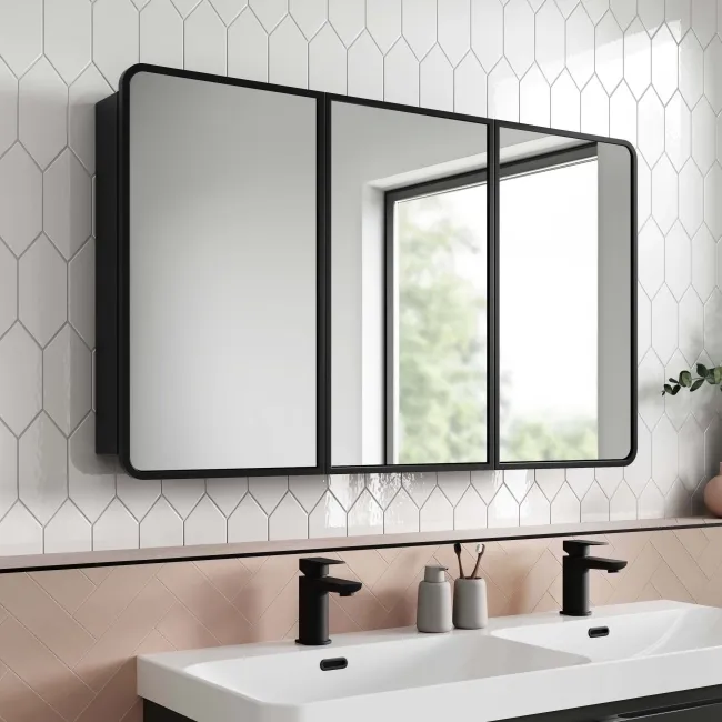 Olivia Black Framed Mirror Cabinet 710x1200mm