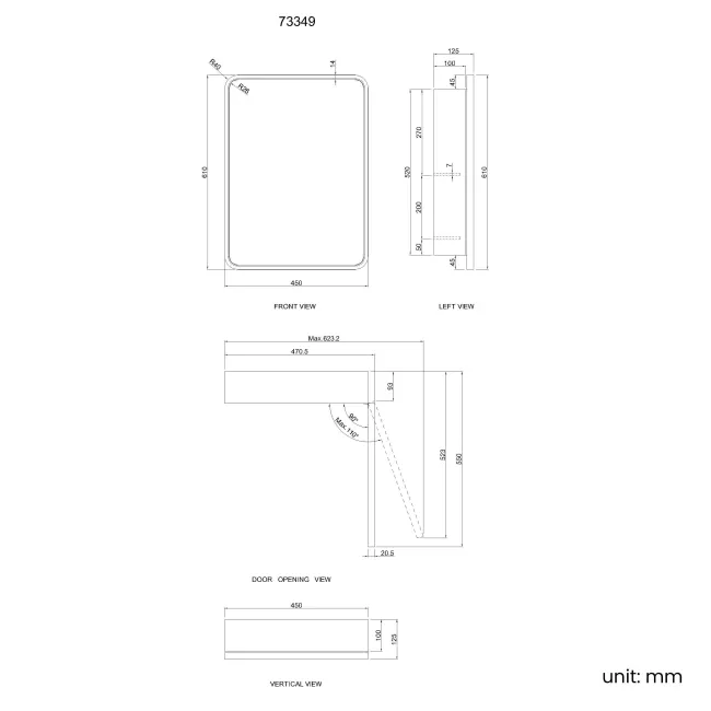 Olivia Matt Brass Mirror Cabinet 610x450mm