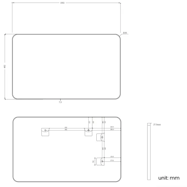 Essence Brushed Brass Rectangular Bathroom Mirror 600x1000mm