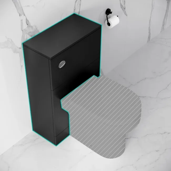 Matt Black Slimline Back To Wall Toilet Unit 500mm
