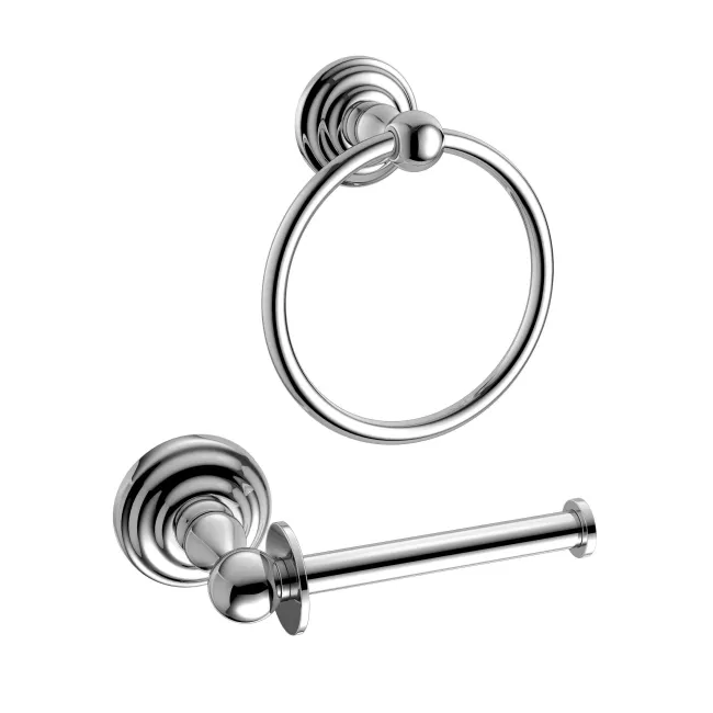Eleanor Chrome Toilet Roll Holder & Towel Ring