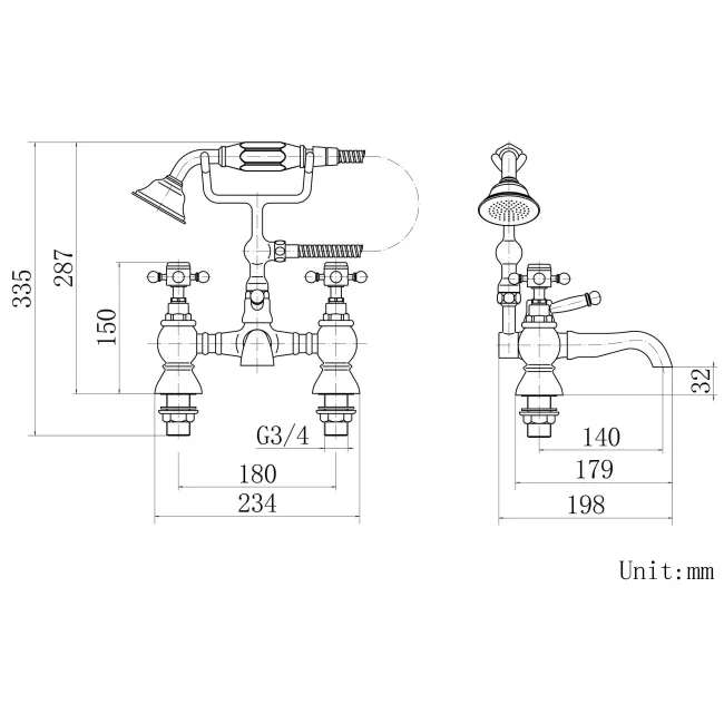 Sherbourne Traditional Chrome Freestanding Bath Shower Mixer Tap