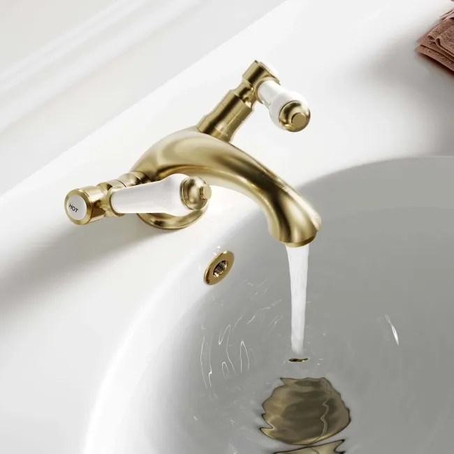 Cherwell Traditional Brushed Brass Basin & Bath Mixer Tap Set