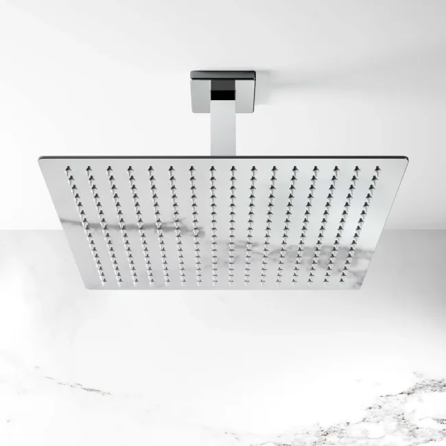 Galway Premium Ceiling Chrome Square Thermostatic Bath Filler Shower Set - 300mm Head & Hand Shower