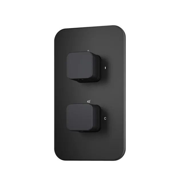 Galway Premium Ceiling Matt Black Square Thermostatic Shower Set - 400mm Head & Hand Shower