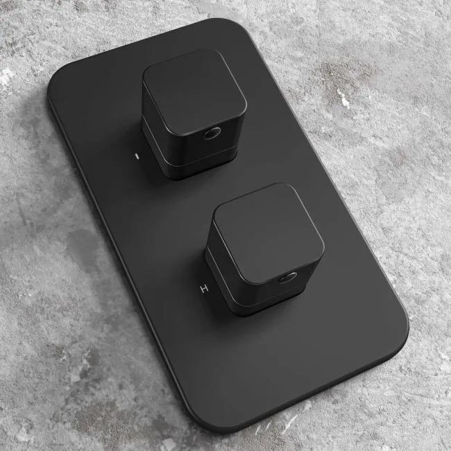 Galway Premium Matt Black Square Thermostatic Waterfall Shower Set