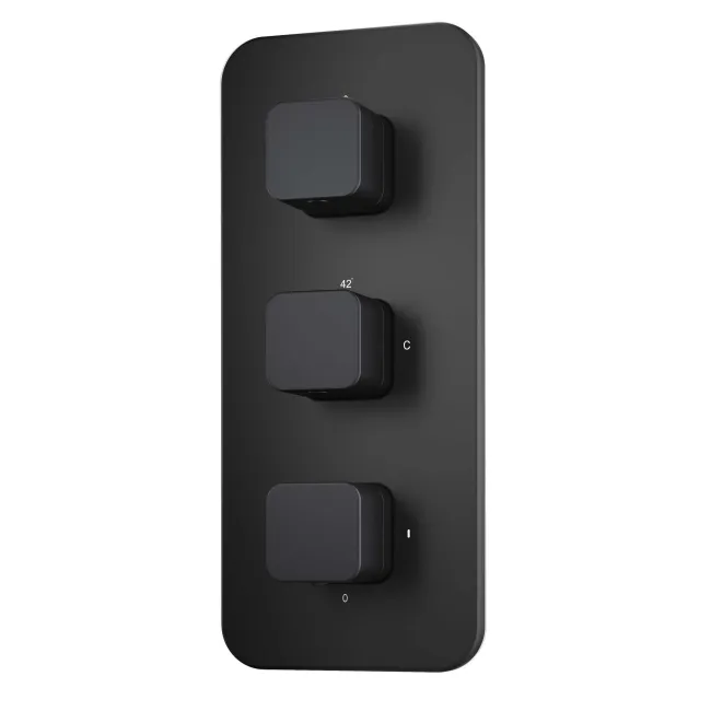 Galway Premium Matt Black Square Thermostatic Waterfall Shower Set & Hand Shower