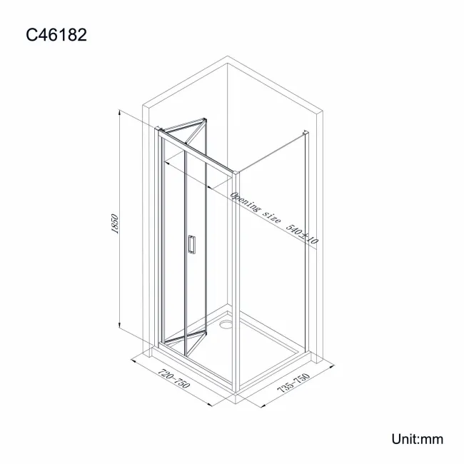 London Matt Black 6mm Bifold Shower Enclosure 760x760mm