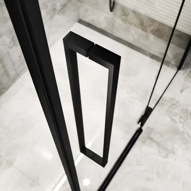 Helsinki Matt Black Premium Easy Clean 8mm Hinged Shower Enclosure 1200x900mm