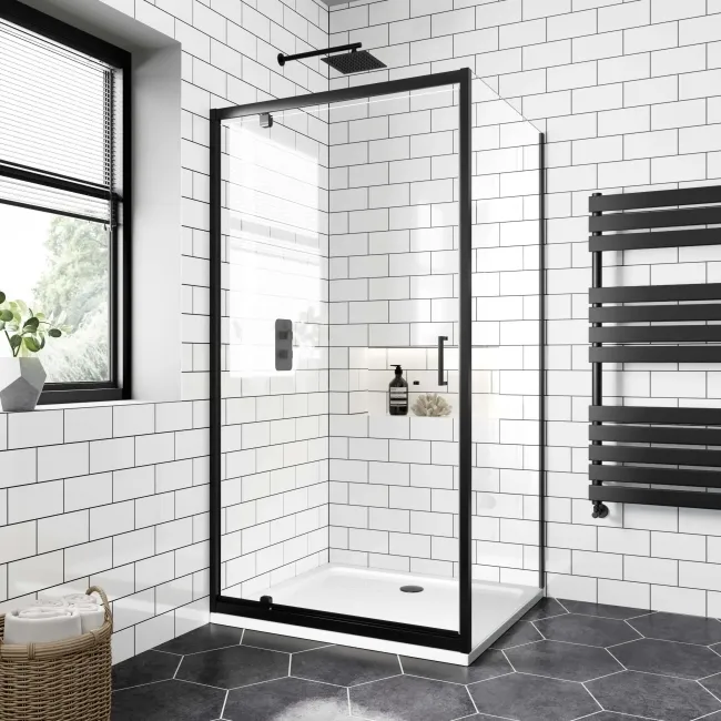 London Matt Black 6mm Pivot Shower Enclosure 1000x700mm