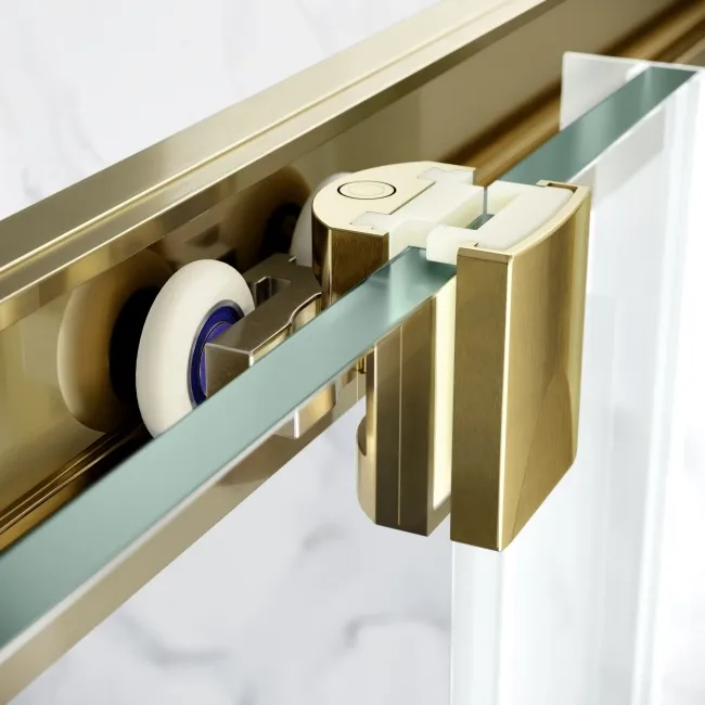 Hamburg Brushed Brass Easy Clean 8mm Sliding Shower Enclosure 1200x800mm - Easy Fix