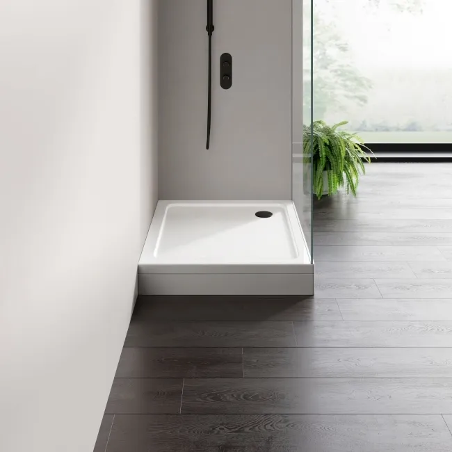 London Rectangular Stone Shower Tray 900x800mm & Riser Kit