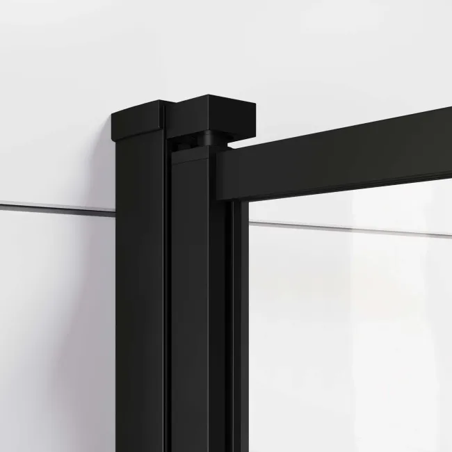 Hereford Square Shower Bath 1700x750 & 6mm Easy Clean Matt Black Grid Bath Screen