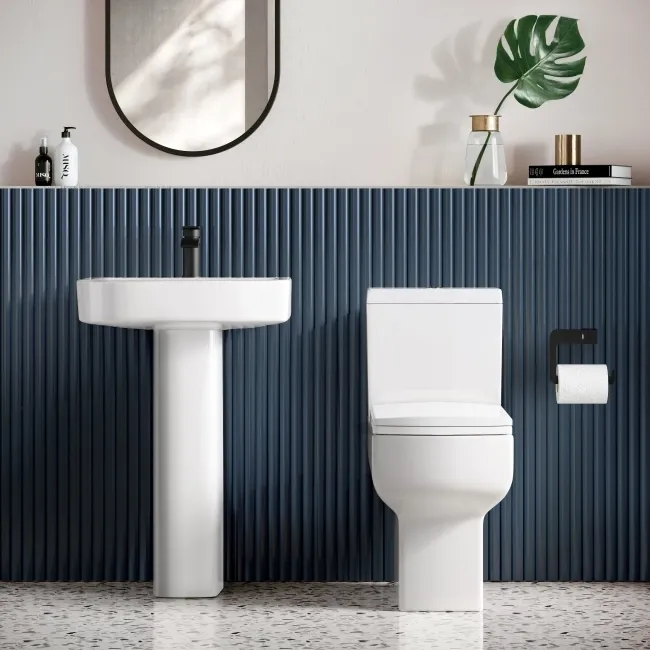 Portland Comfort Height Close Coupled Toilet With Soft Close Slim Seat
