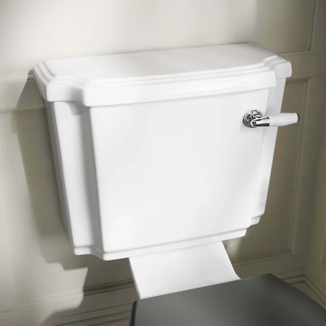 Hudson Traditional Close Coupled Toilet With Graphite Grey Wooden Seat