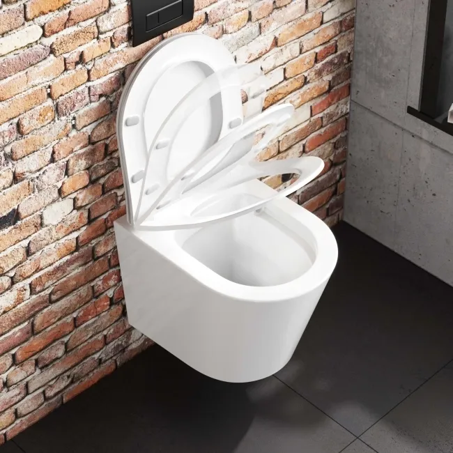 Boston Rimless Wall Hung Toilet With Premium Soft Close Slim Seat