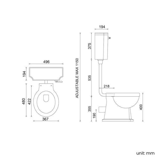 Hudson Traditional Toilet With Low-Level Cistern and Cashmere Pink Wooden Seat