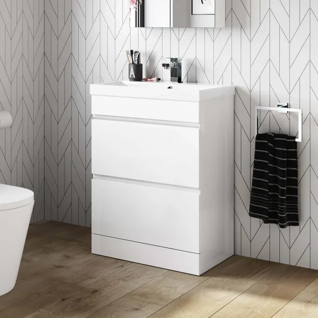 Trent Gloss White Basin Drawer Vanity 600mm