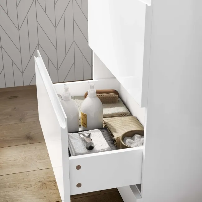 Trent Gloss White Basin Drawer Vanity 600mm