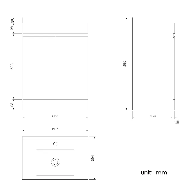 Trent Stone Grey Basin Vanity 600mm