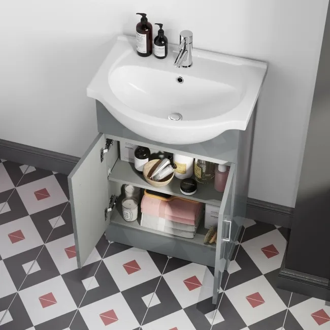 Quartz Stone Grey Vanity with Semi Recessed Basin 550mm