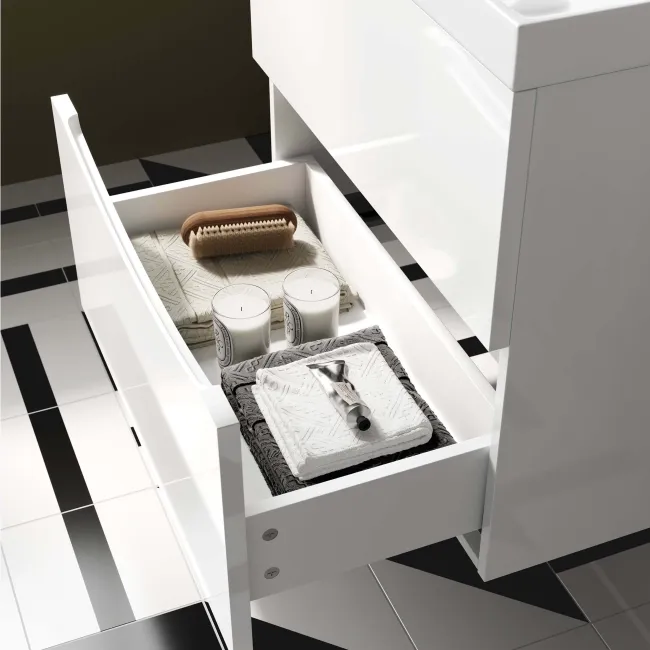 Austin Gloss White Wall Hung Basin Drawer Vanity 600mm