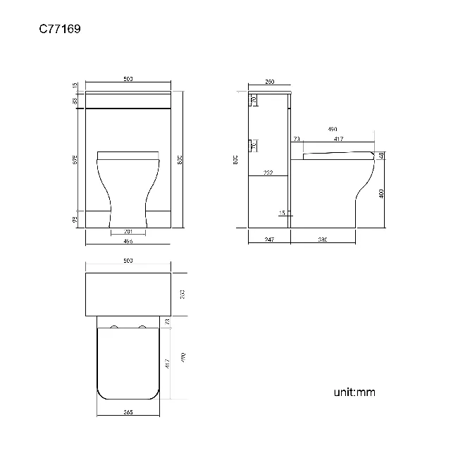Avon & Trent Stone Grey Slimline Back To Wall Unit and Atlanta Toilet