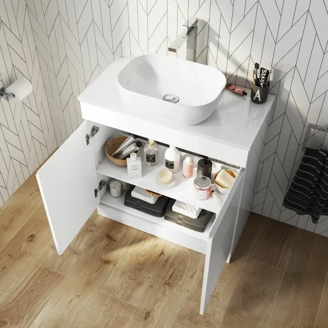 Trent Gloss White Cabinet 800mm - Excludes Counter Top Basin