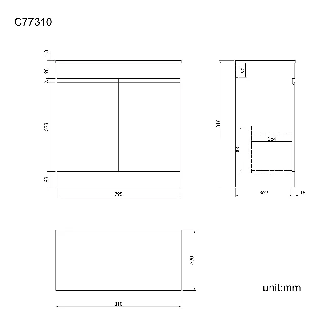 Trent Gloss White Cabinet 800mm - Excludes Counter Top Basin