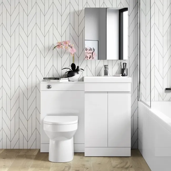 Trent Gloss White Combination Vanity Basin and Miami Toilet 1000mm